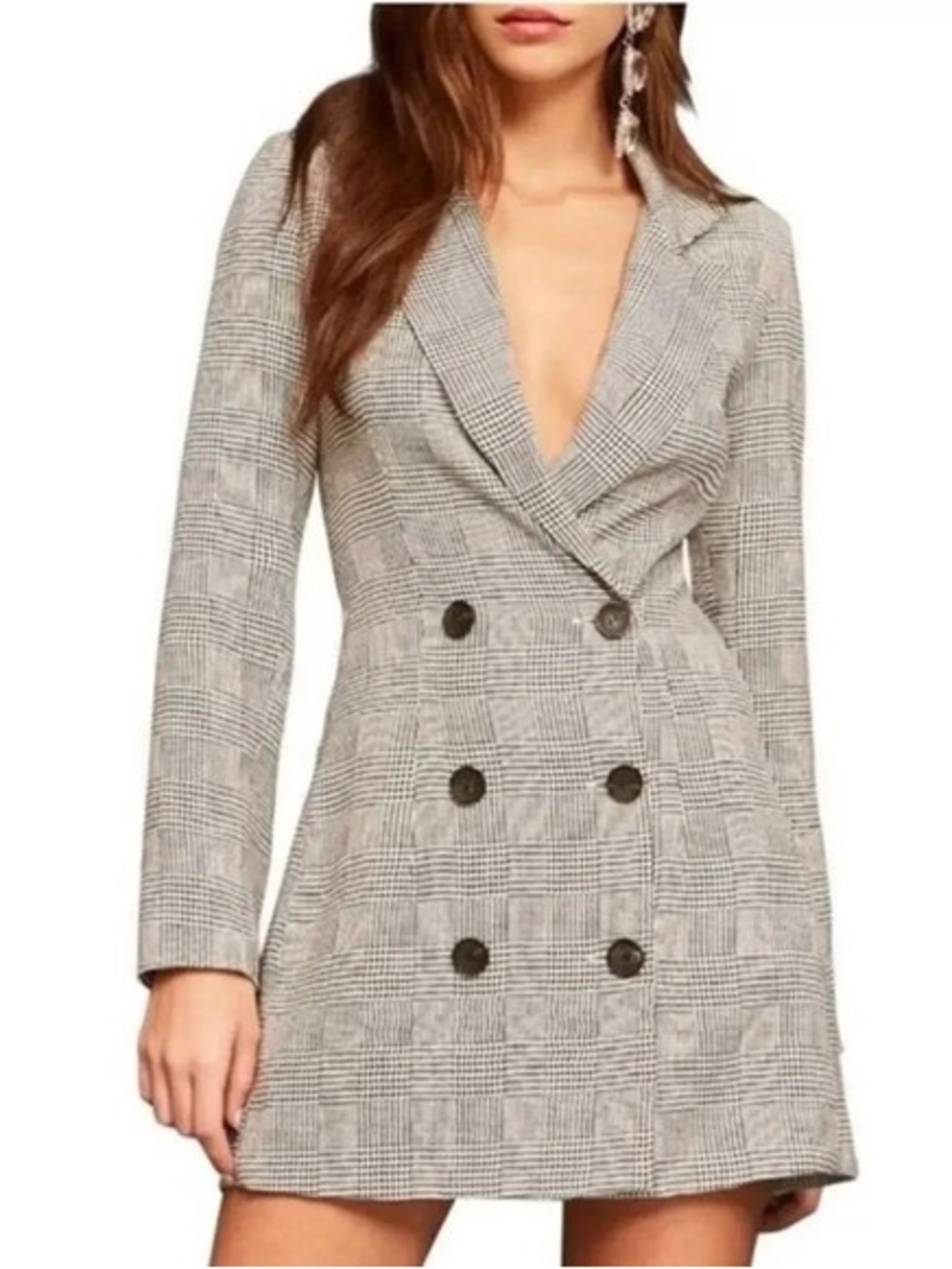 Reformation Cole Washington Plaid Blazer Dress